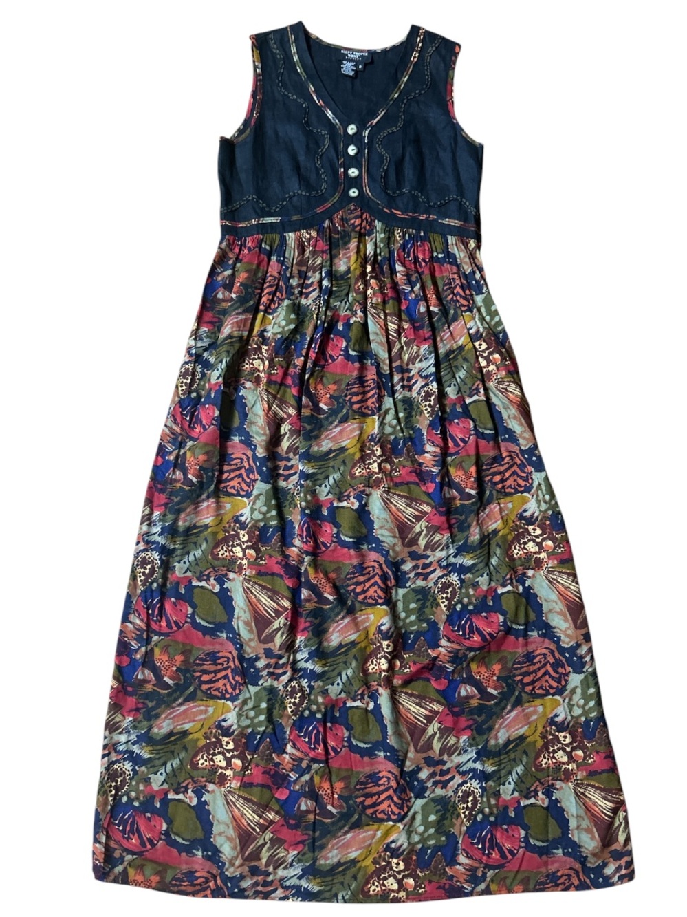 Vintage 90s Saint Tropez Floarl Maxi with Vest Bodice Size:8
